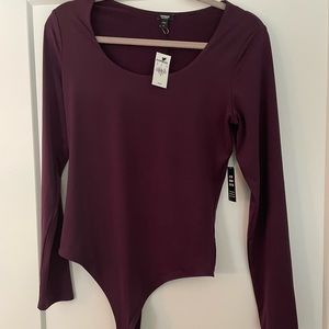 Body Contour Silky Scoop Neck Thong Bodysuit